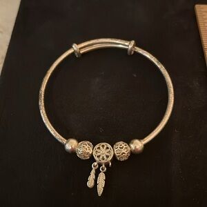 Stamped 999 Sterling Silver Bangle Bracelet